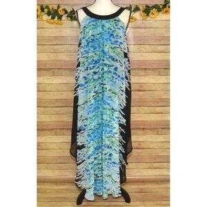 Avenue Sleeveless Summer Dress Midi Shift Flowey Chiffon Size 30 32 Beach Resort